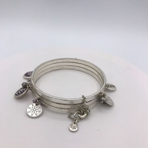 Sigrid Olsen Silver Tone Charm Bracelets Set of 3 Bangles Leaf Chain - Picture 5 of 11